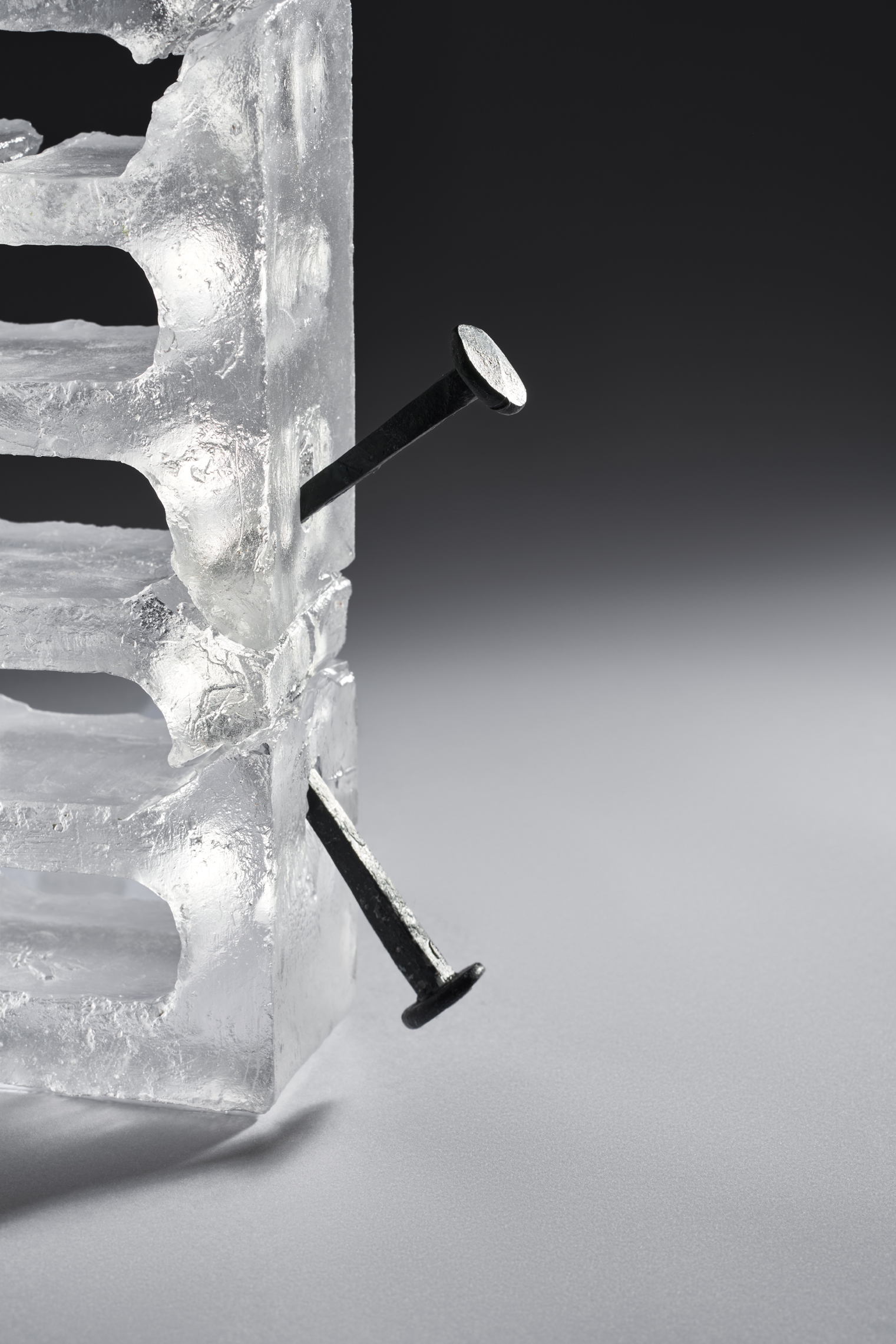 THE SHAPE IT KEEPS h:22_l:11_d:6 Cast glass, hand-forged nails 2026